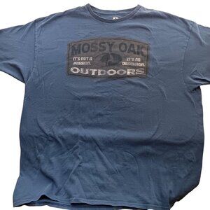 2XL T-shirt Mossy Oak Outdoors Blue Graphic T-Shirt 2XL Cotton Mens Hunting Tee